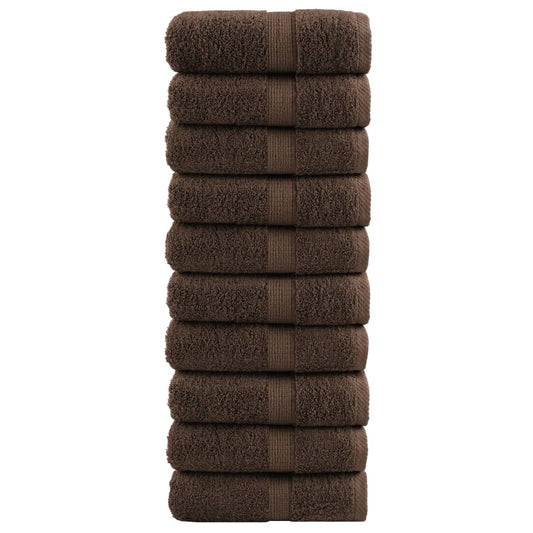 Premium Waschhandtücher SOLUND 10 Stück Braun 30x30cm 600gsm