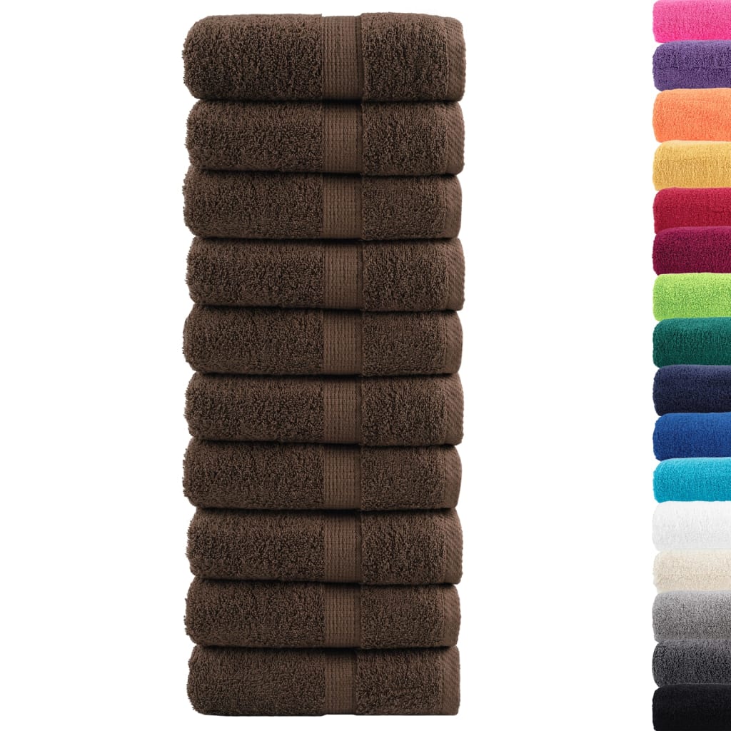 Premium Waschhandtücher SOLUND 10 Stück Braun 30x30cm 600gsm