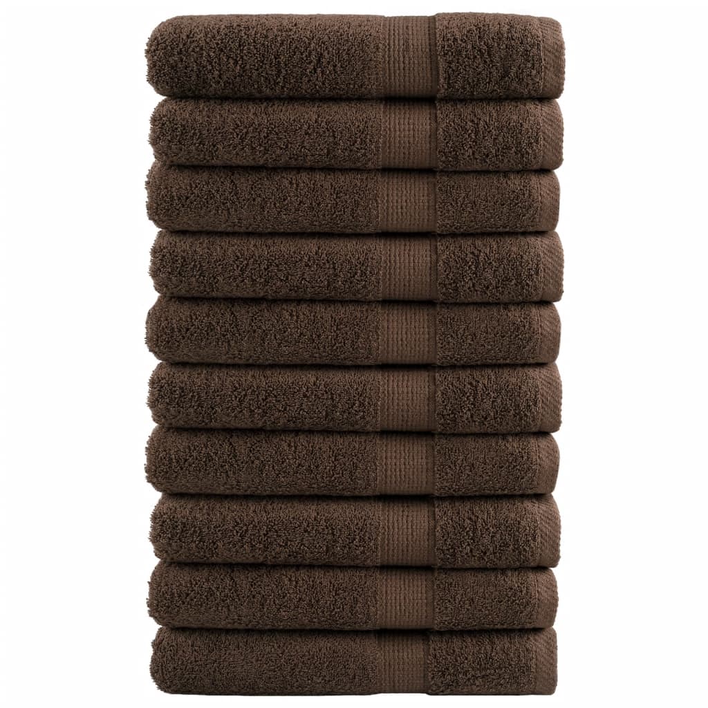 Premium-Handtücher SOLUND 10 Stk. Braun 100x200 cm 600 g/m²