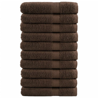 Premium-Handtücher SOLUND 10 Stk. Braun 100x200 cm 600 g/m²