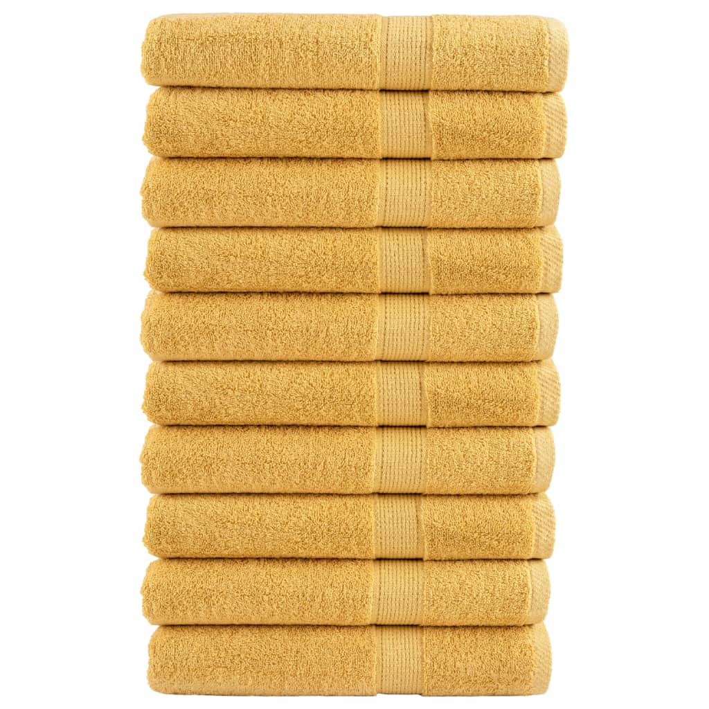 Premium håndklæder SOLUND 10 stk Guld 100x200 cm 600 g/m²