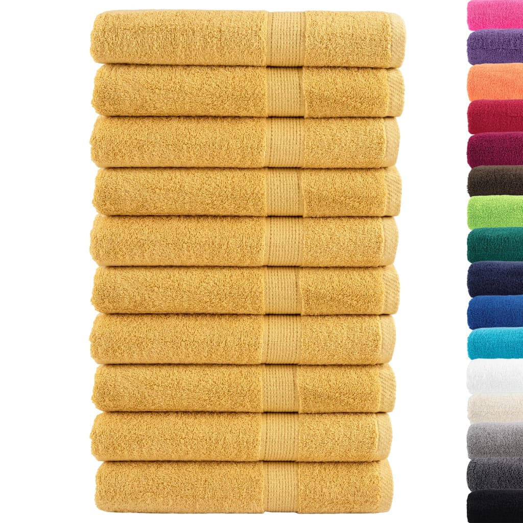 Premium håndklæder SOLUND 10 stk Guld 100x200 cm 600 g/m²