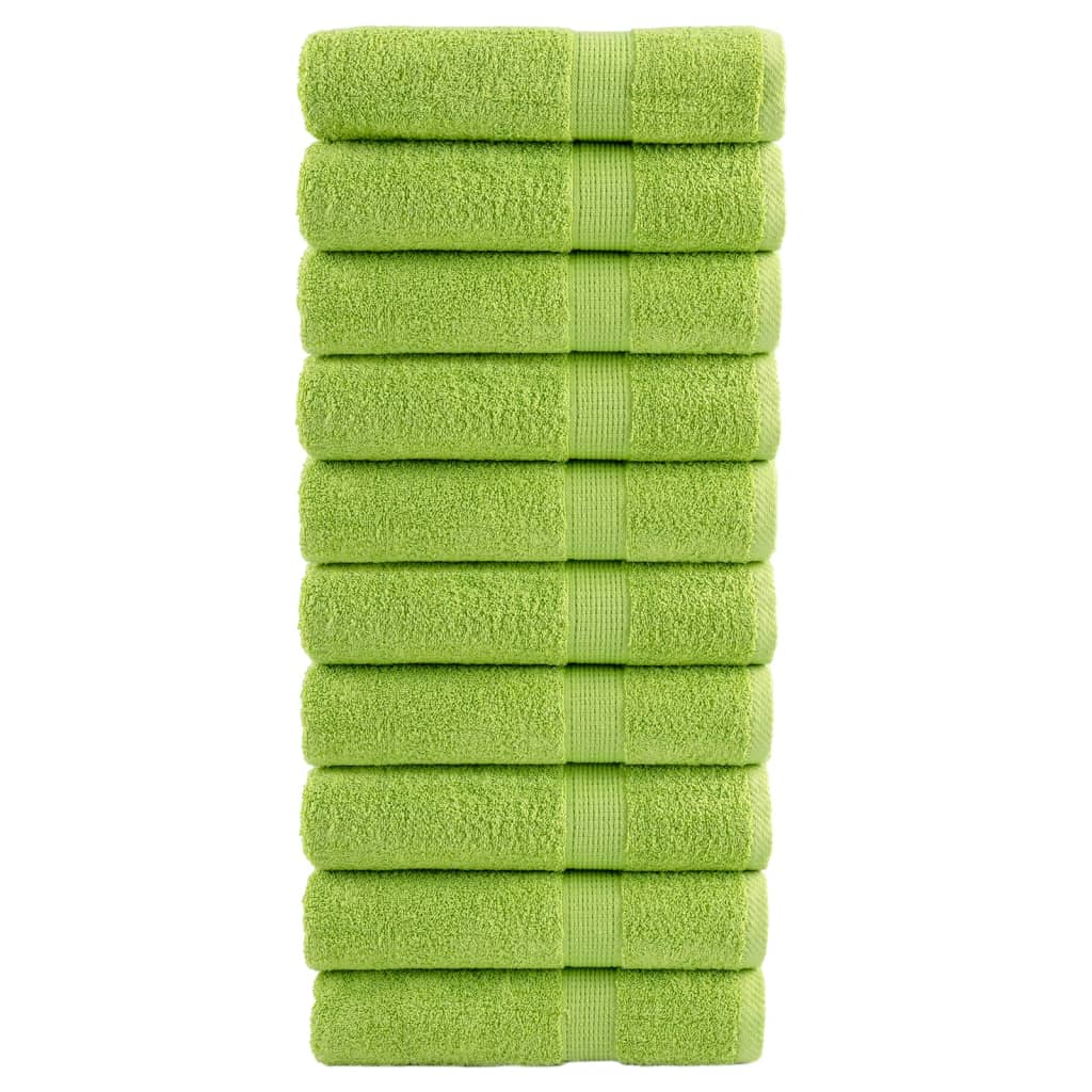 Premium badehåndklæder SOLUND 10 stk Æblegrøn 70x140 cm 600 g/m²