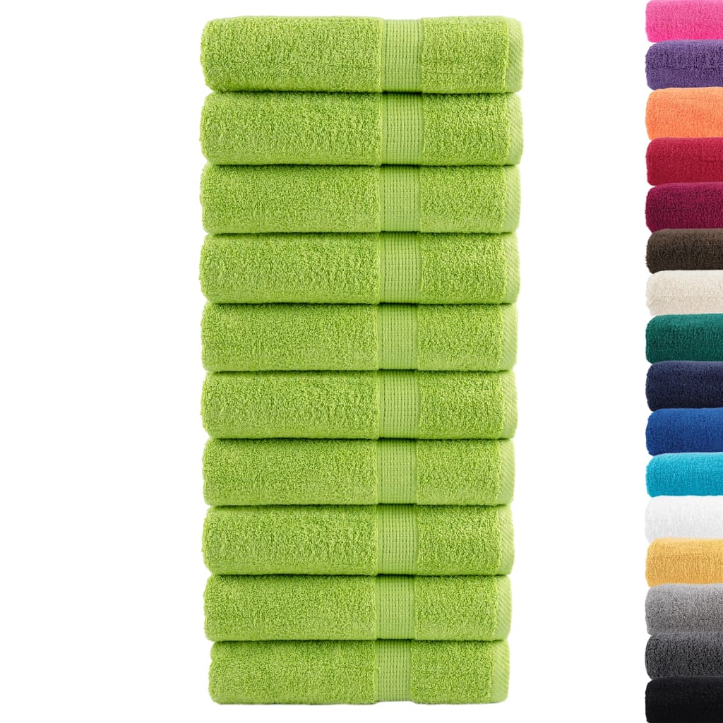 Premium badehåndklæder SOLUND 10 stk Æblegrøn 70x140 cm 600 g/m²