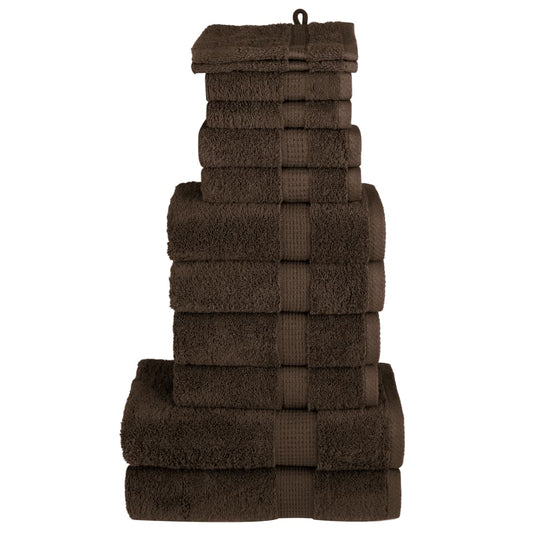 12 tlg. Premium-Handtuch-Set SOLUND Braun 600 g/m²