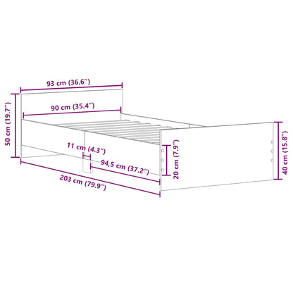 Bettgestell Betongrau 90x200 cm Holzwerkstoff