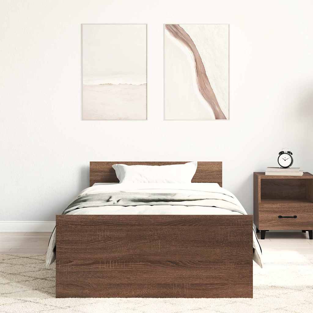 Bettgestell ohne Matratze Braun Eiche 100x200 cm Holzwerkstoff