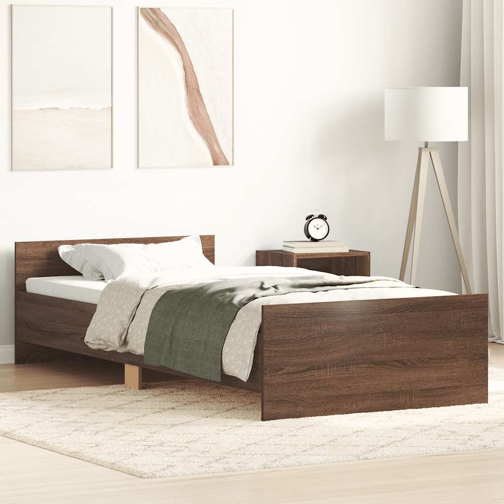 Bettgestell ohne Matratze Braun Eiche 100x200 cm Holzwerkstoff