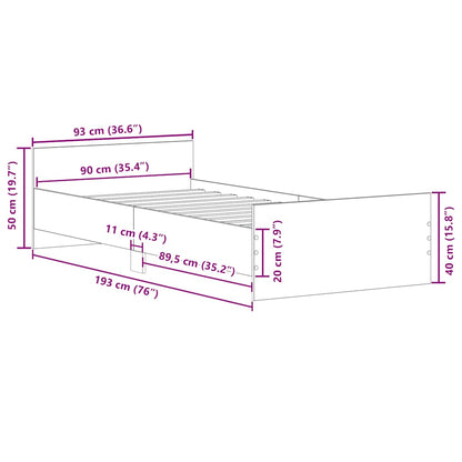 Bettgestell Betongrau 90x190 cm Holzwerkstoff