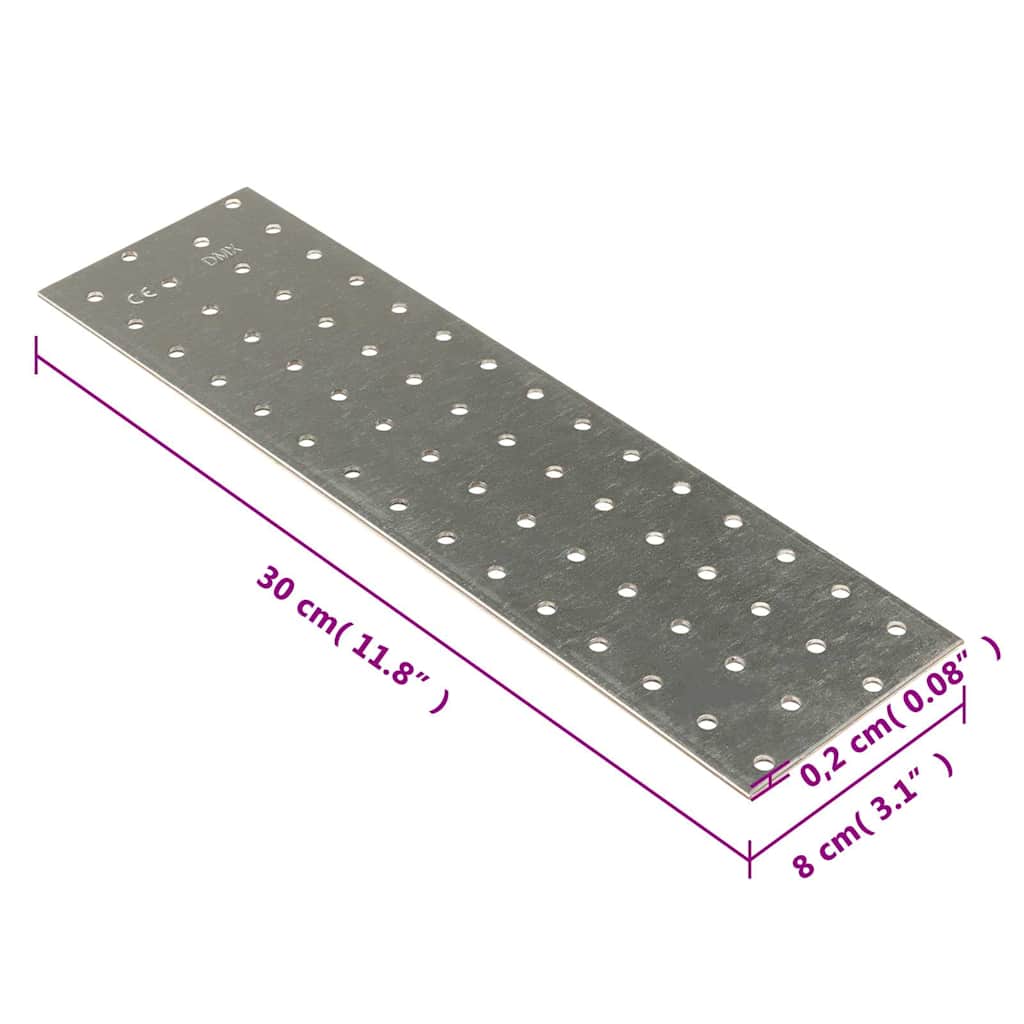 Lochplatten 20 Stk. 2 mm 300x80 mm Verzinkter Stahl