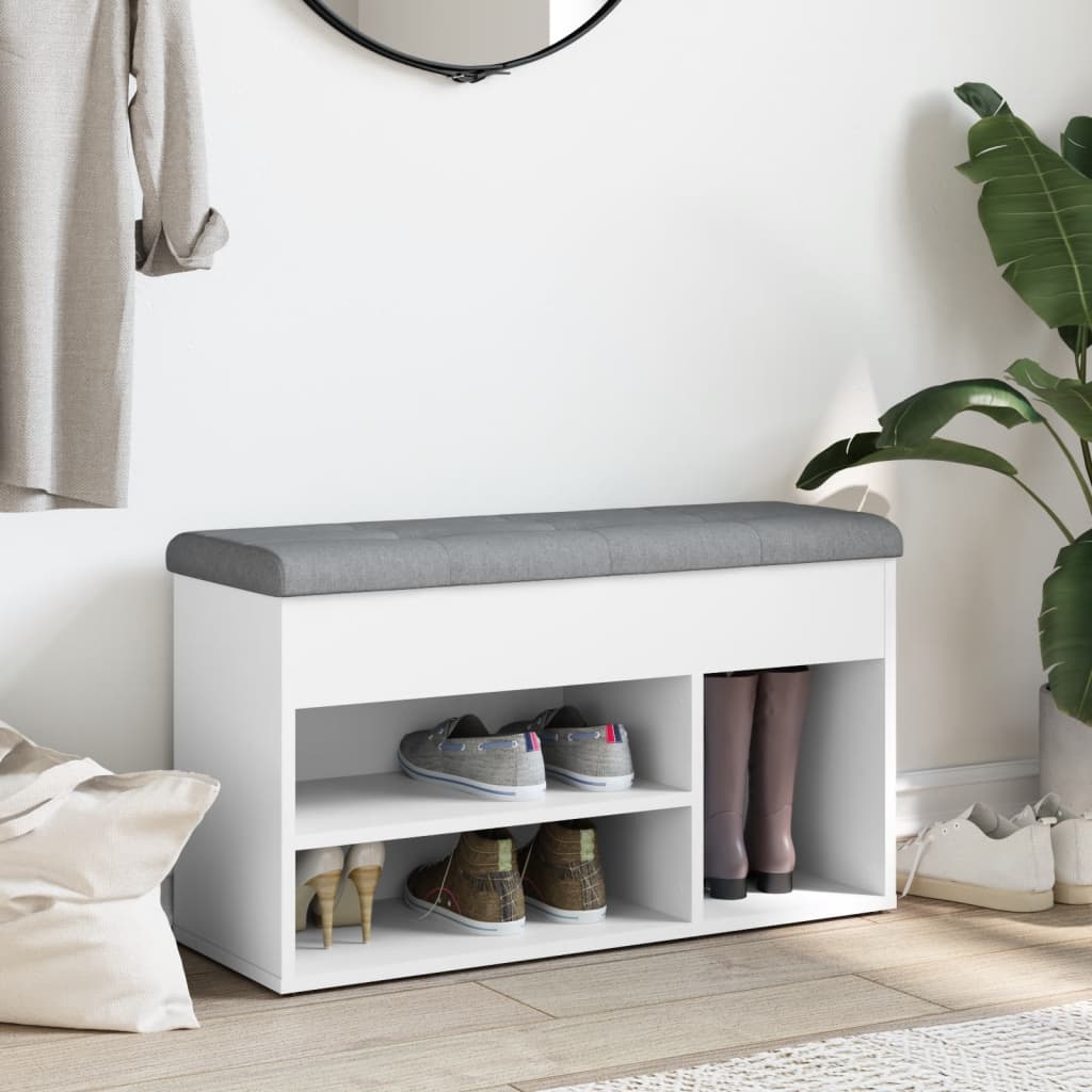 Schuhbank Weiß 82 x 32 x 45,5 cm Holzwerkstoff