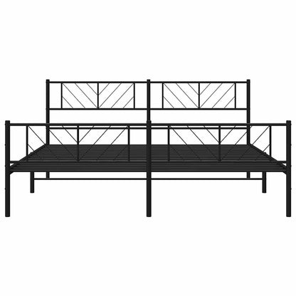 Bettgestell mit Kopf- und Fußteil Metall Schwarz 183x213 cm