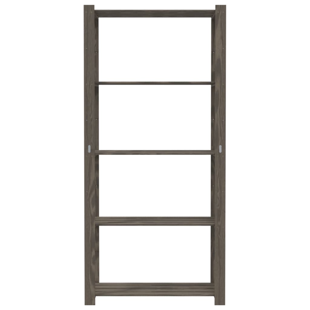 Lagerregal mit 5 Böden Grau 80x38x170 cm Massivholz Kiefer