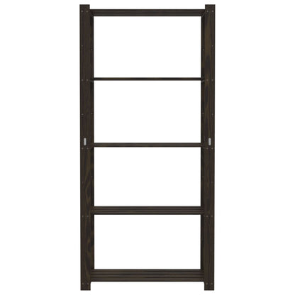 Opbevaringshylde med 5 hylder sort 80x38x170 cm massiv fyrretræ
