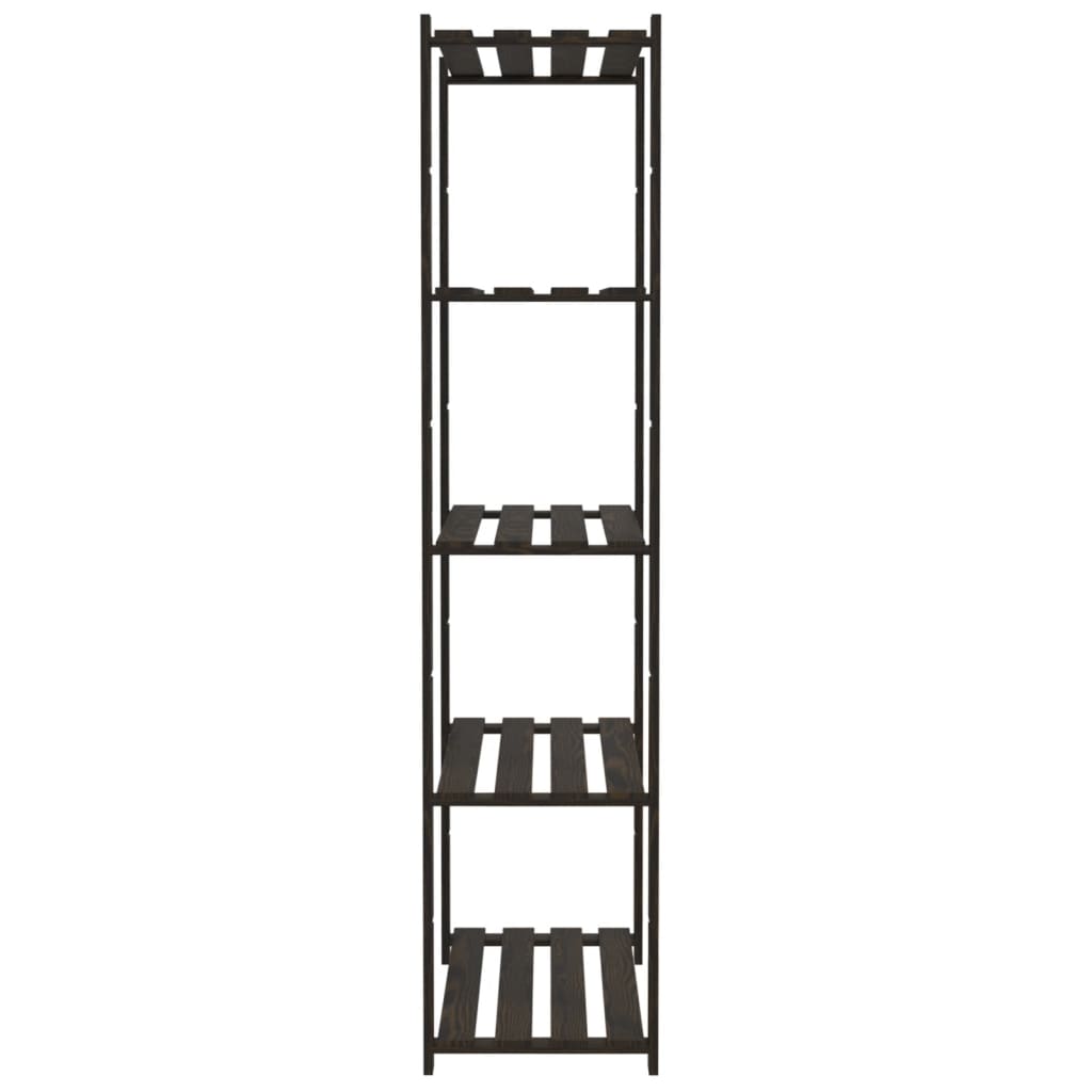 Opbevaringshylde med 5 hylder sort 80x38x170 cm massiv fyrretræ