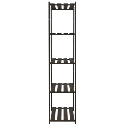Opbevaringshylde med 5 hylder sort 80x38x170 cm massiv fyrretræ