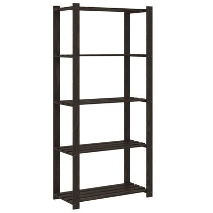 Opbevaringshylde med 5 hylder sort 80x38x170 cm massiv fyrretræ