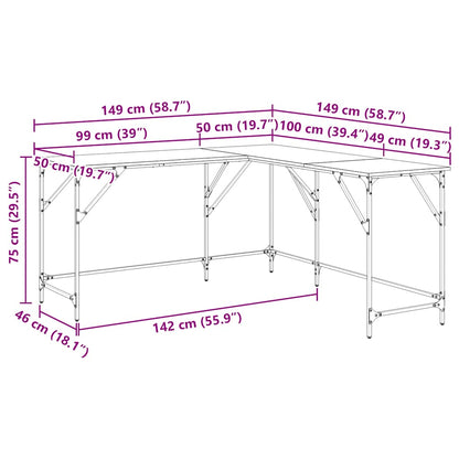 Schreibtisch Räuchereiche 149x149x75 cm Holzwerkstoff