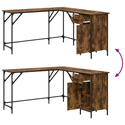Schreibtisch Räuchereiche 141x141x75 cm Holzwerkstoff