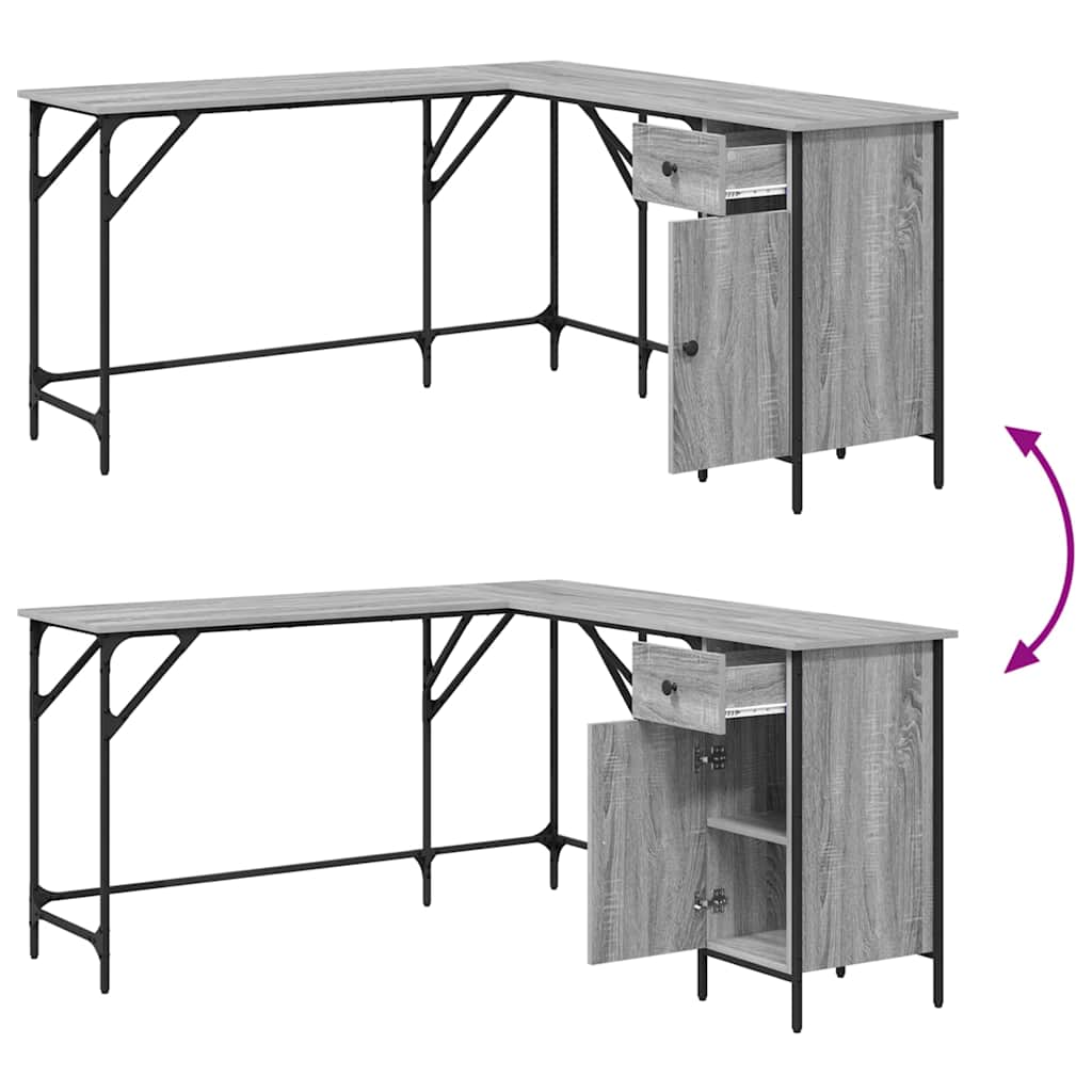 Schreibtisch Grau Sonoma 141x141x75 cm Holzwerkstoff
