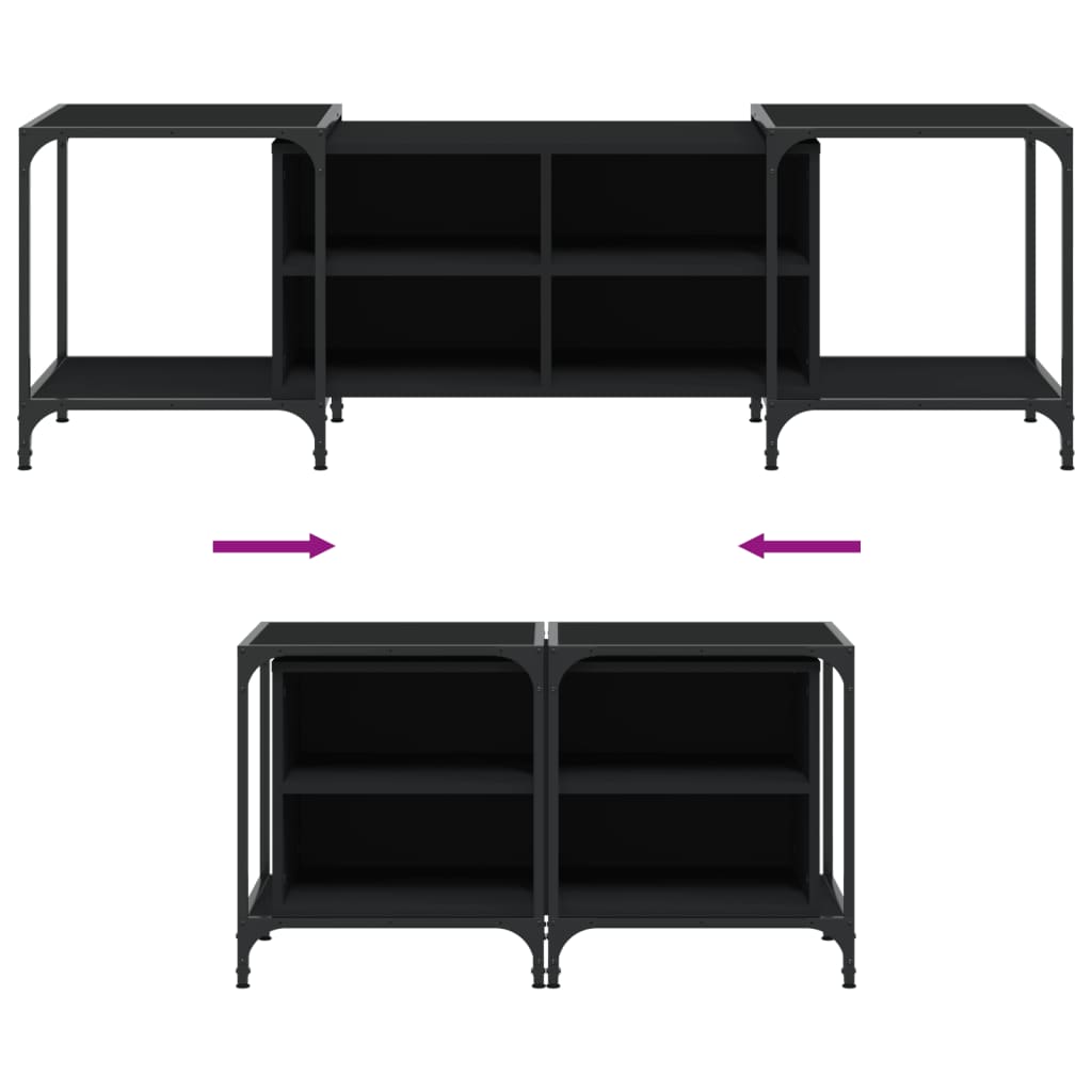 TV-skab Sort 153x37x50 cm Træ Materiale