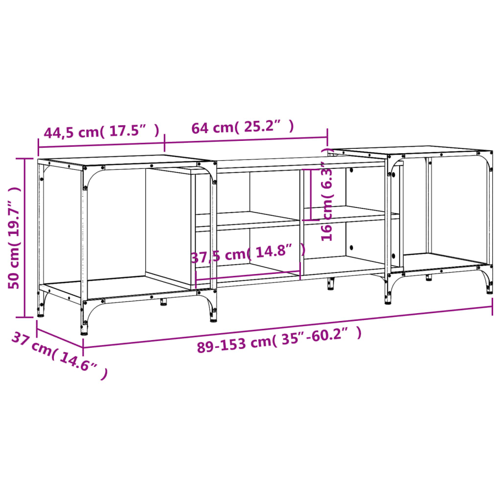 TV-skab Sort 153x37x50 cm Træ Materiale