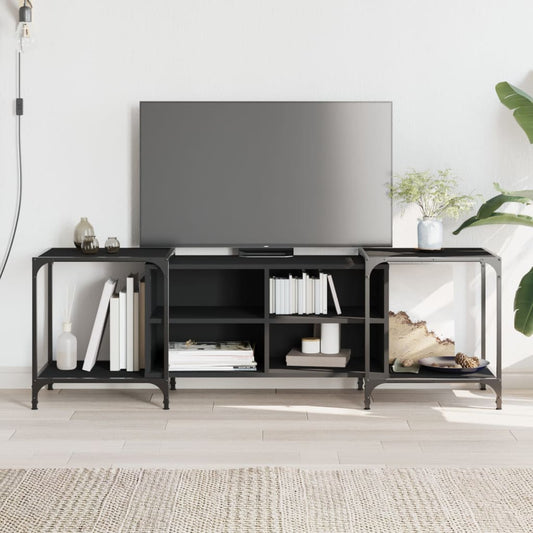 TV-skab Sort 153x37x50 cm Træ Materiale