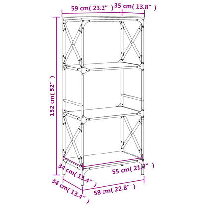 Bücherregal 4 Böden Räuchereiche 59x35x132 cm Holzwerkstoff