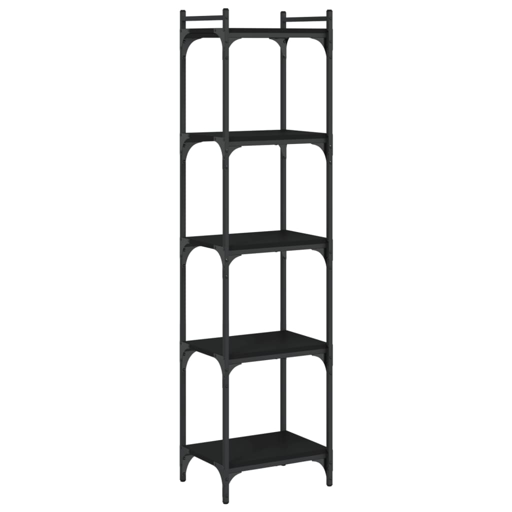 Reol 5 hylder Sort 40x30x154 cm Træ Materiale