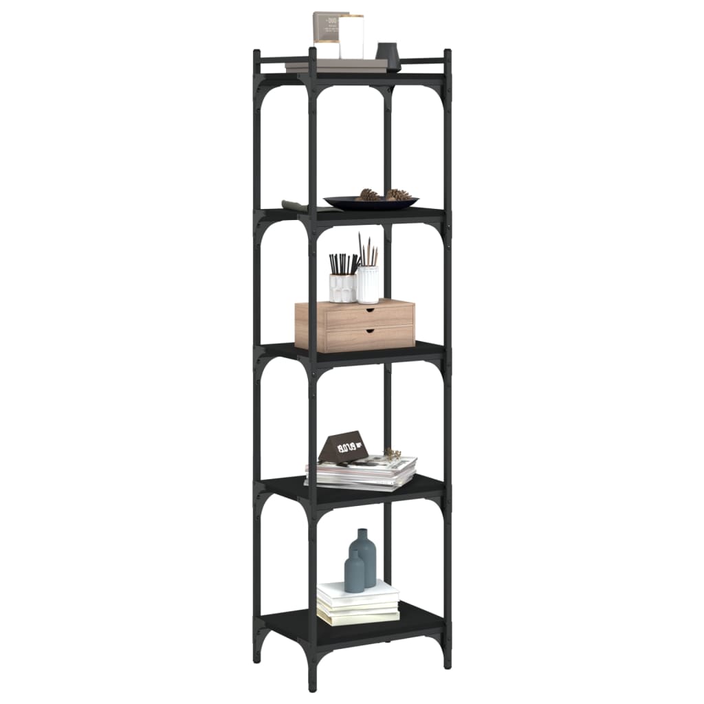 Reol 5 hylder Sort 40x30x154 cm Træ Materiale