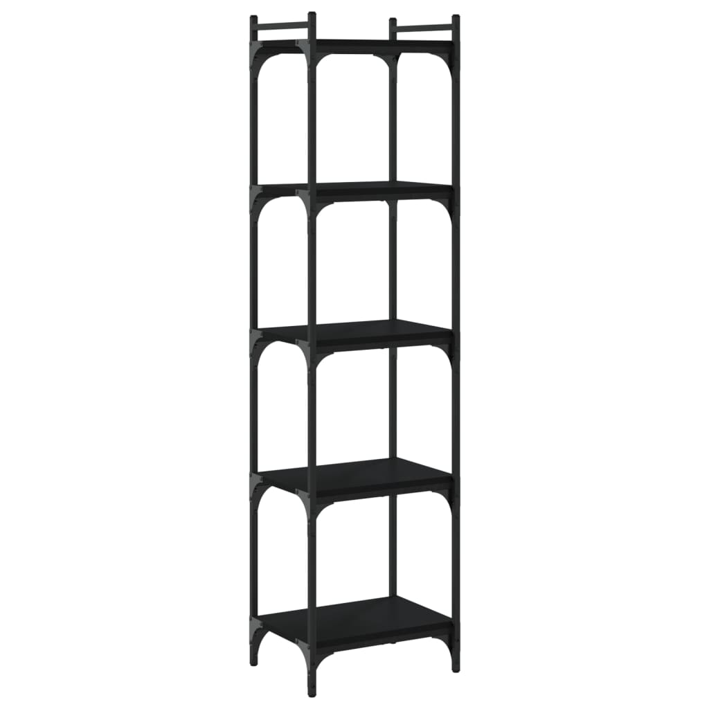 Reol 5 hylder Sort 40x30x154 cm Træ Materiale