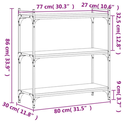 Bücherregal 3 Böden Räuchereiche 80x30x86 cm Holzwerkstoff