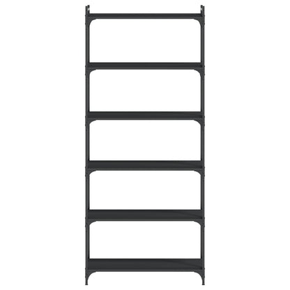 Bücherregal 6 Böden Schwarz 80x30x188 cm Holzwerkstoff