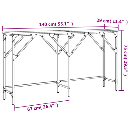 Konsolentisch Grau Sonoma 140x29x75 cm Holzwerkstoff