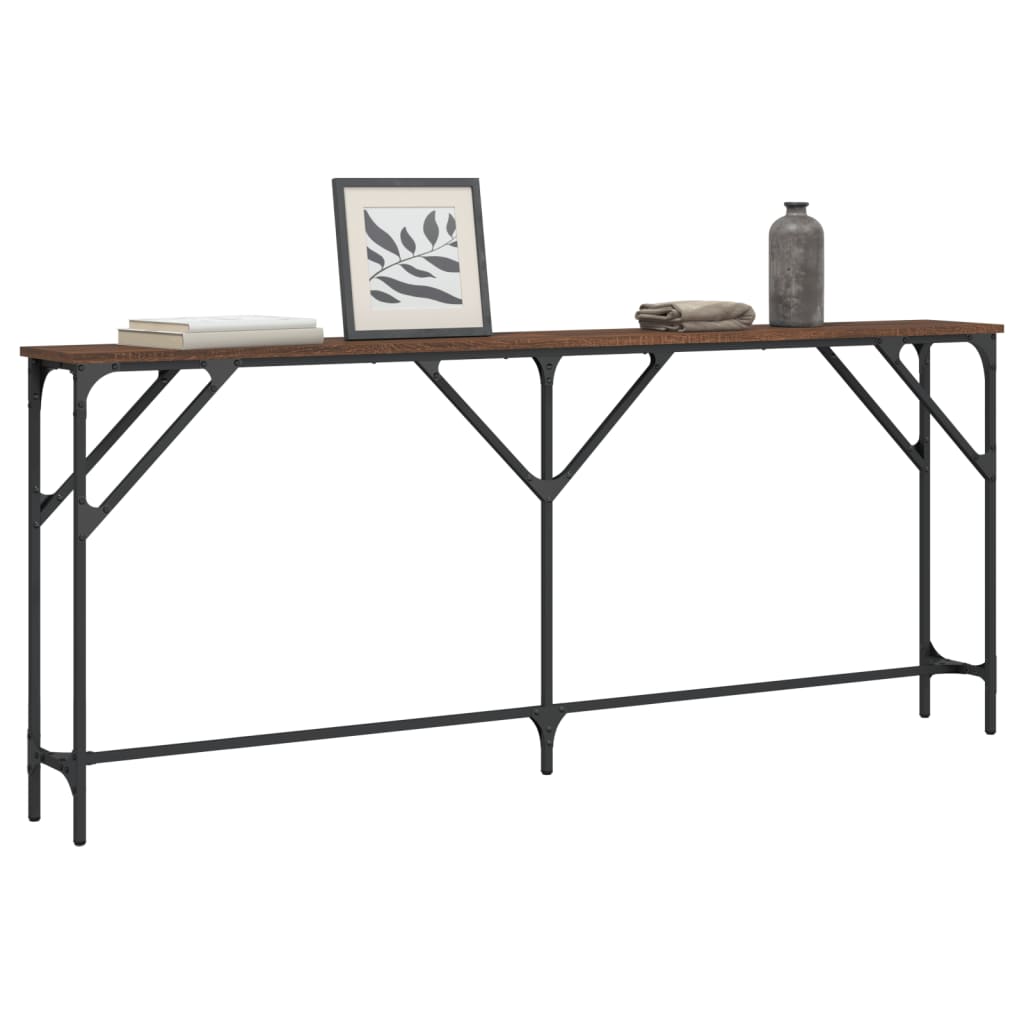 Konsolbord brunt egetræslook 180x23x75 cm træmateriale
