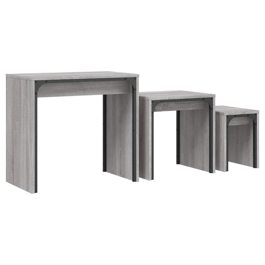Satztische 3 Stk. Grau Sonoma Holzwerkstoff