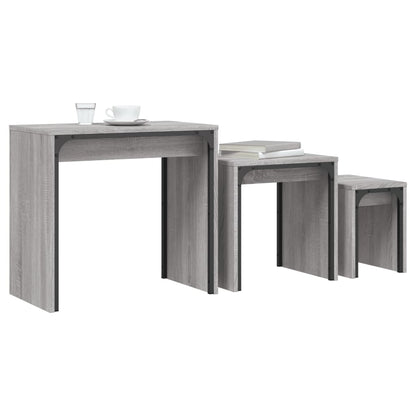 Satztische 3 Stk. Grau Sonoma Holzwerkstoff