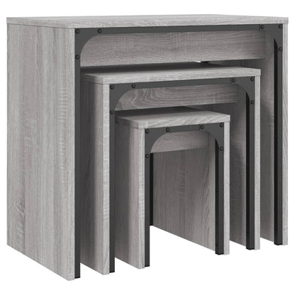 Satztische 3 Stk. Grau Sonoma Holzwerkstoff
