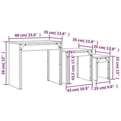 Satztische 3 Stk. Grau Sonoma Holzwerkstoff