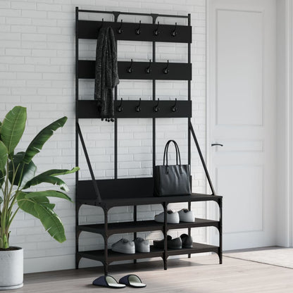 Tøjstativ med skostativ Sort 100x40x184 cm