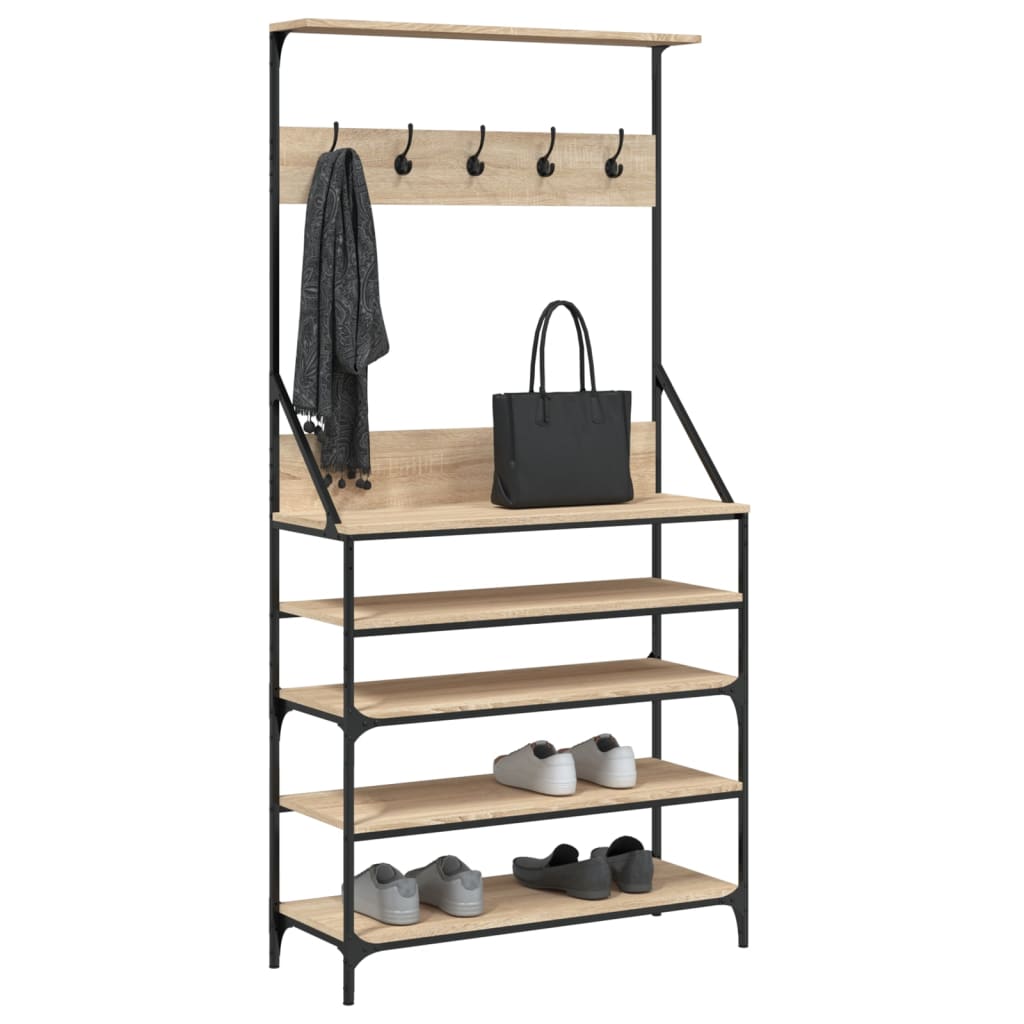Tøjstativ med skohylde Sonoma eg 90x34x184 cm