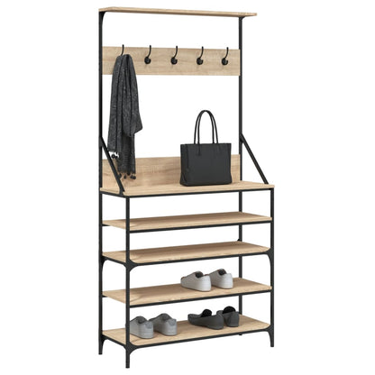 Tøjstativ med skohylde Sonoma eg 90x34x184 cm