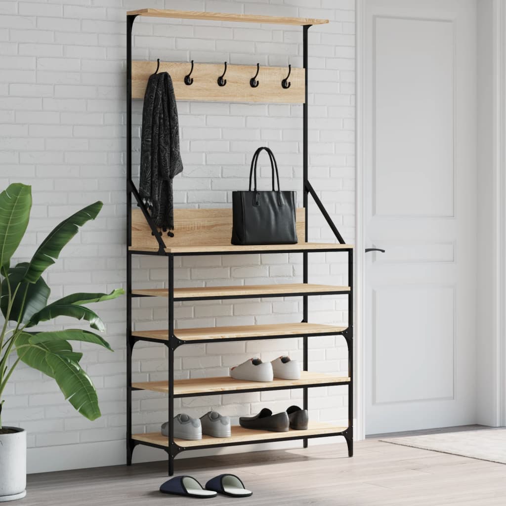 Tøjstativ med skohylde Sonoma eg 90x34x184 cm