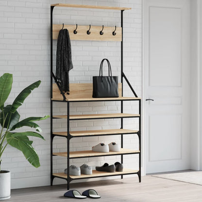 Tøjstativ med skohylde Sonoma eg 90x34x184 cm