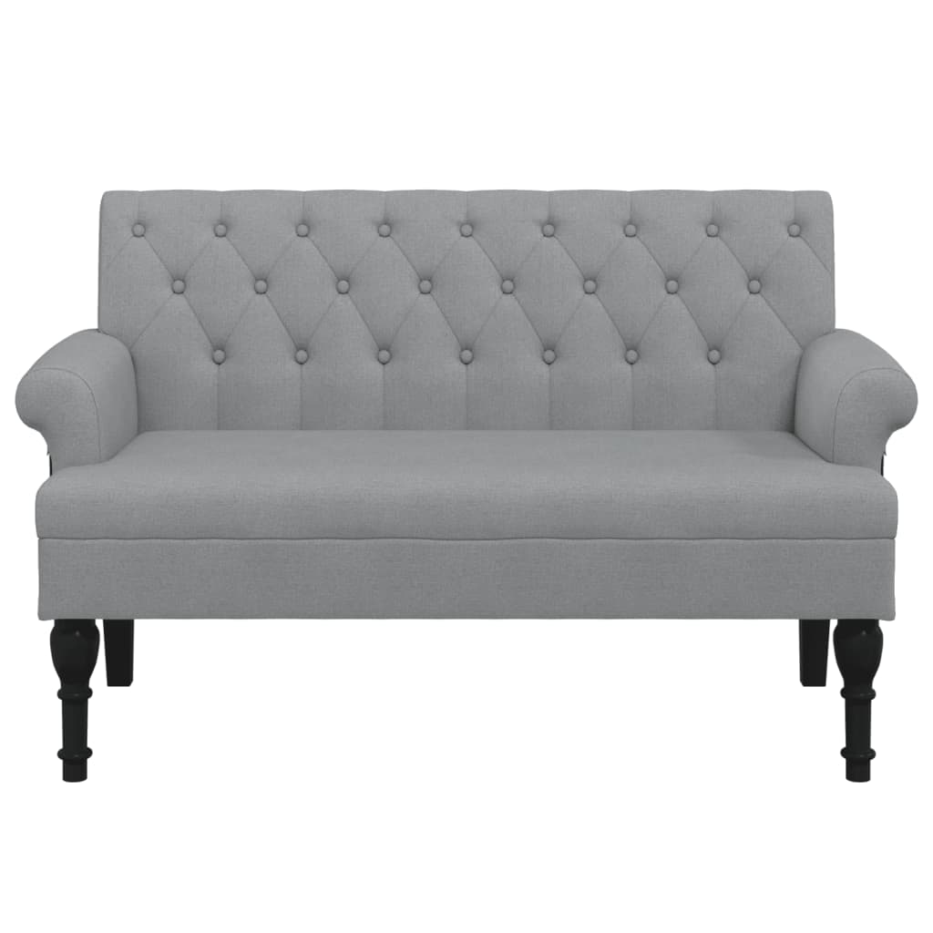 Sitzbank mit Rückenlehne Hellgrau 120x62x75,5 cm Stoff