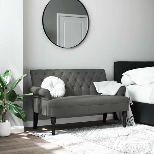 Sitzbank mit Rückenlehne Dunkelgrau 120x62x75,5 cm Stoff