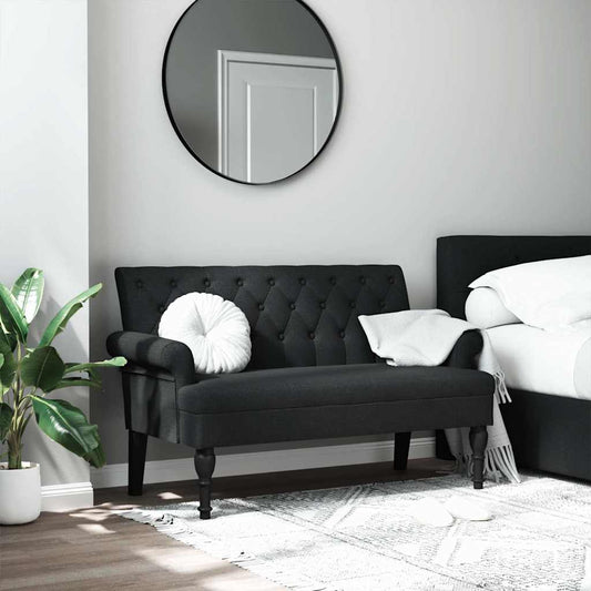 Bank mit Rückenlehne Schwarz 120x62x75,5 cm Stoff