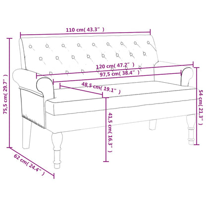 Sitzbank mit Rückenlehne Dunkelgrün 120x62x75,5 cm Stoff