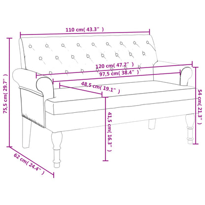 Sitzbank mit Rückenlehne Blau 120x62x75,5 cm Stoff