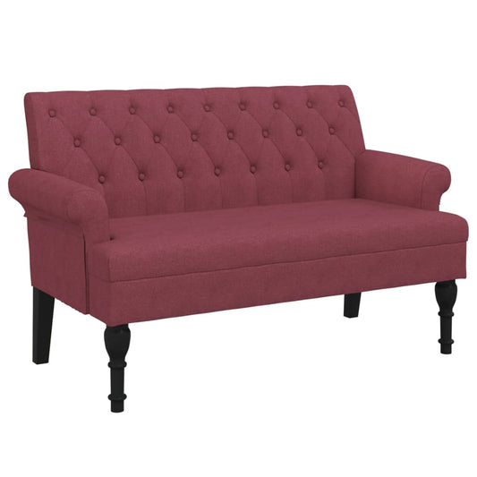 Sitzbank mit Rückenlehne Weinrot 120x62x75,5 cm Stoff